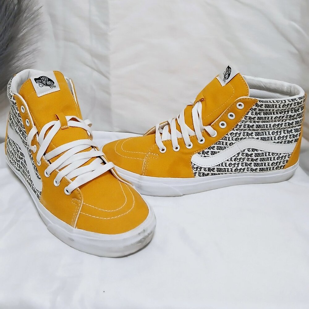 Vibrant Sunny Yellow On the Wall Vans  - Men’s Size 11.5, Bold and Iconic!